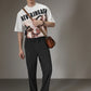 Pantaloni cu picior tubular cu nervuri